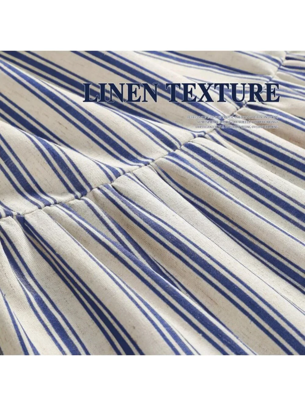Chic Farmhouse Ruffle Shower Curtain, Cream-Blue Stripe, 72